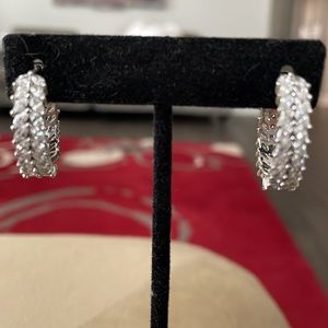 925 Sterling Silver CZ Hoop Earrings